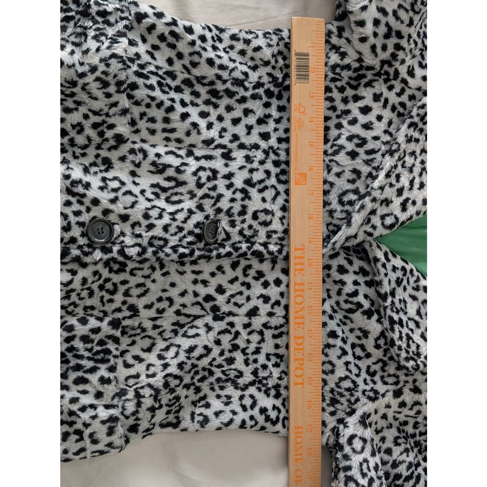 Karen Kane Leopard Faux Fur Coat Petite S Emerald Green Lining Mob Wife Mod - Picture 8 of 11